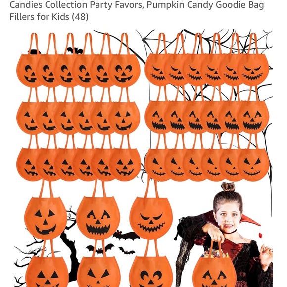 Amazon Other - Amazon Pumpkin Candy Goodie Bags - Orange and Black 48 piece per pack